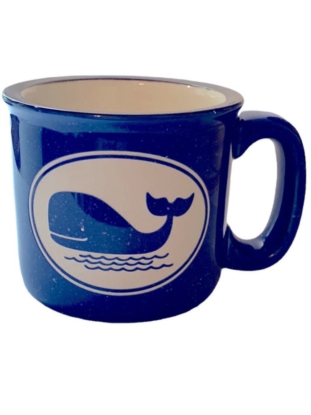 Cape Shore Mug Hand-Crafted Stoneware Blue & White Speckled Whale Stamped 12 oz. - Picture 6 of 6